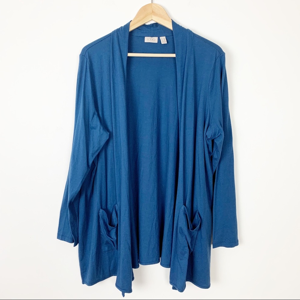 LOGO by Lori Goldstein open front knit cardigan 1X